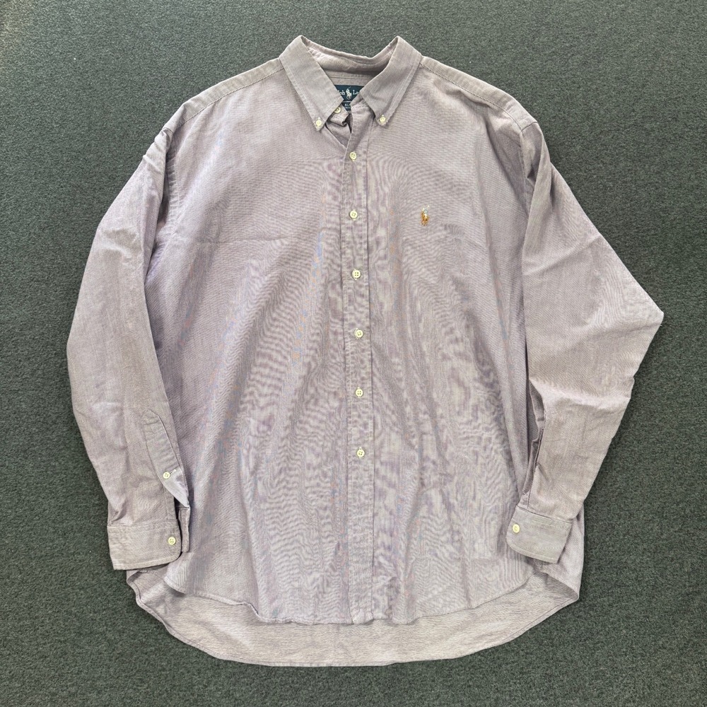 Vintage Ralph Lauren Blake Button Down Mens XXL Purple Good Micro Check Cotton
